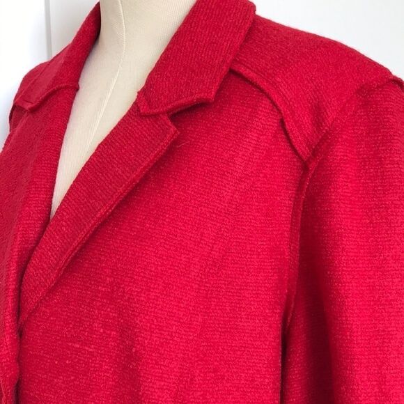 Chico’s Wool Blend Knit Button Down Jacket Red L - Picture 6 of 14